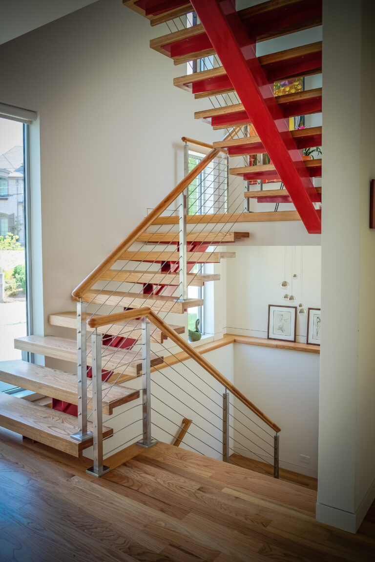 red single beam staircases designs