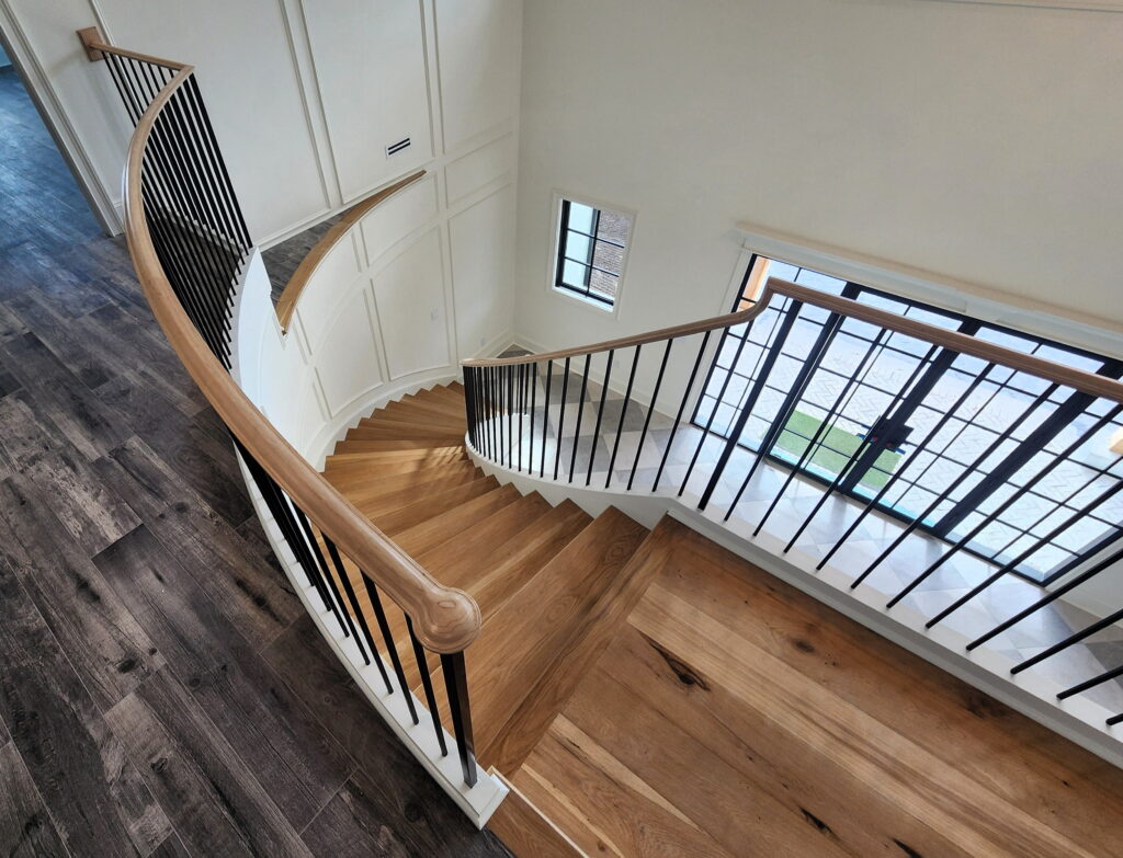 Mixed Stair Materials Create Depth and Architectural Contrast