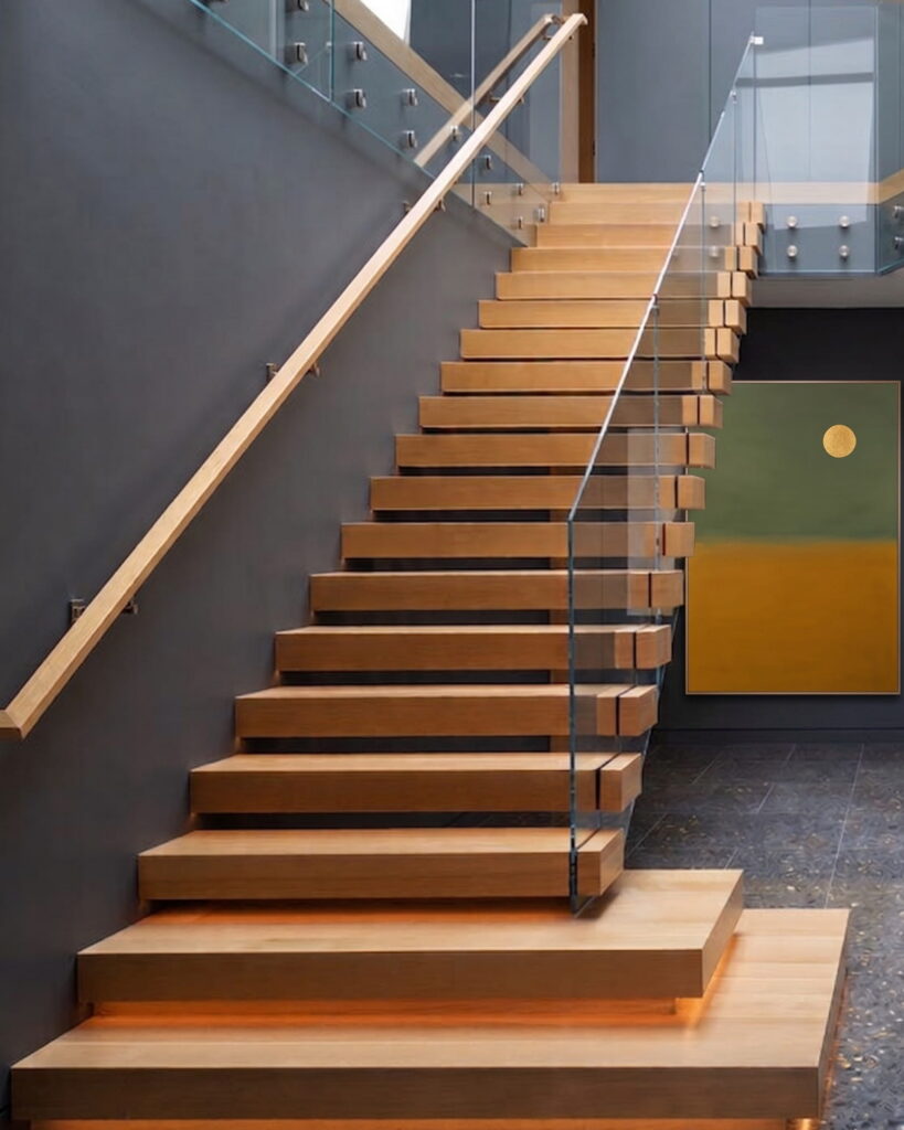Modern Staircase Trend #2 Frameless Glass Railings with Cantilevered Stairs